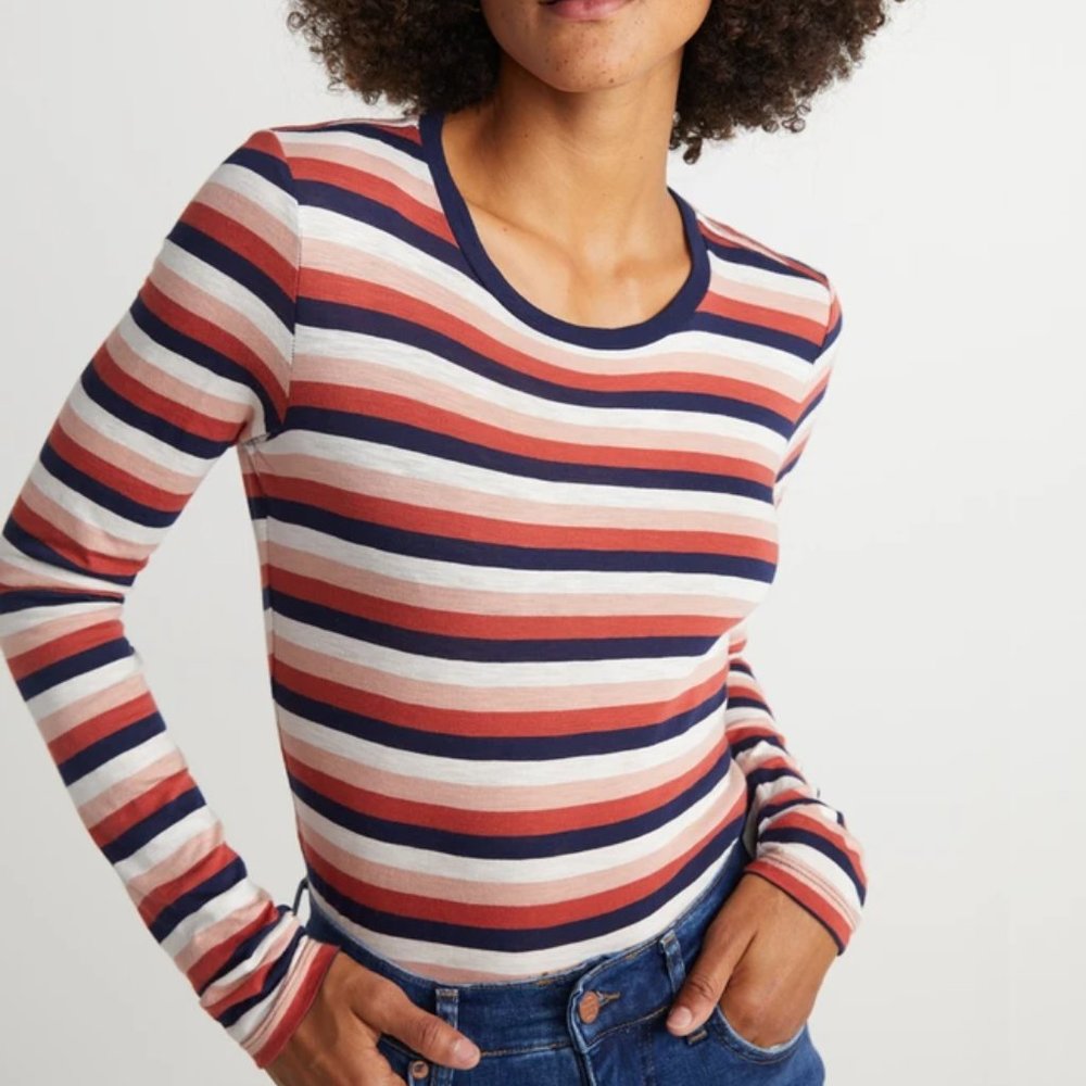 NEW MARINE LAYER MARLA CREW L/S MULTI SHIRT XS XL